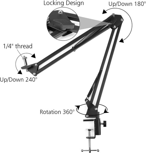 Articulating Arm Overhead Video Stand and Phone Holder for Streaming, Crafting, and Baking -  Scissor Boom Arm Tabletop Mount
